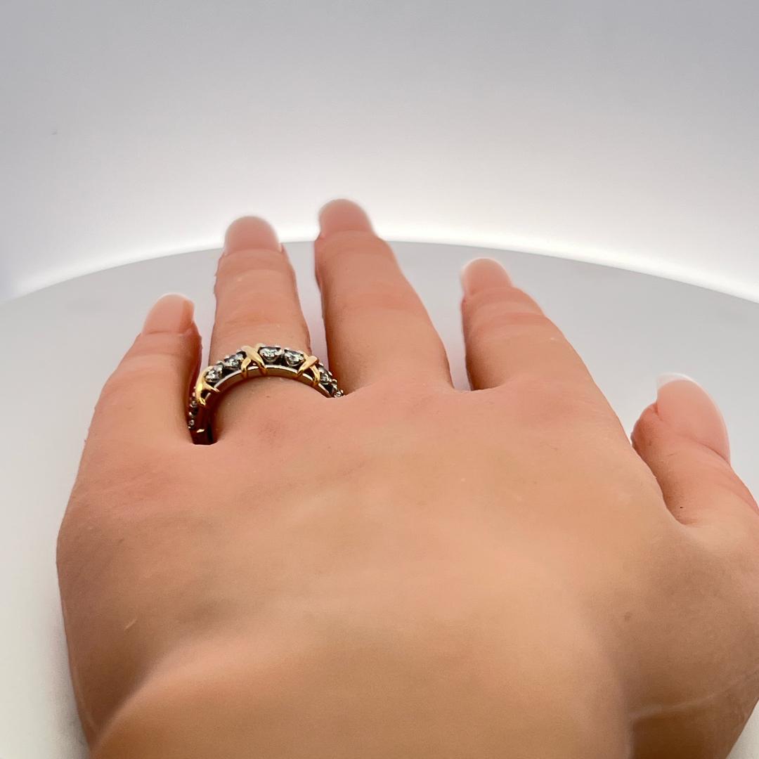 Tiffany & Co 1.18 Carat Round Brilliant Diamond 18K Two Tone Gold/Plat Band Ring