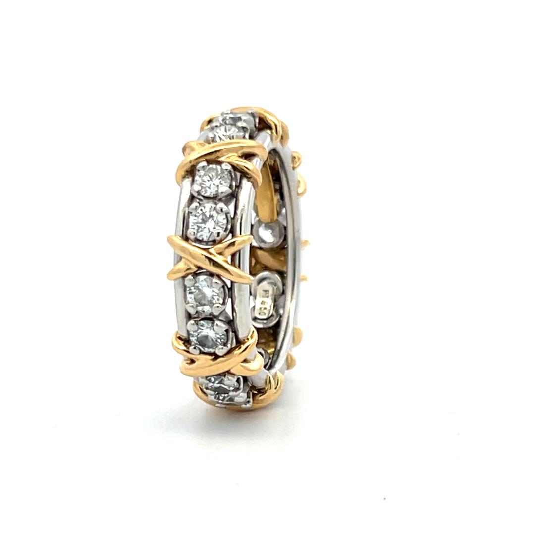 Tiffany & Co 1.18 Carat Round Brilliant Diamond 18K Two Tone Gold/Plat Band Ring