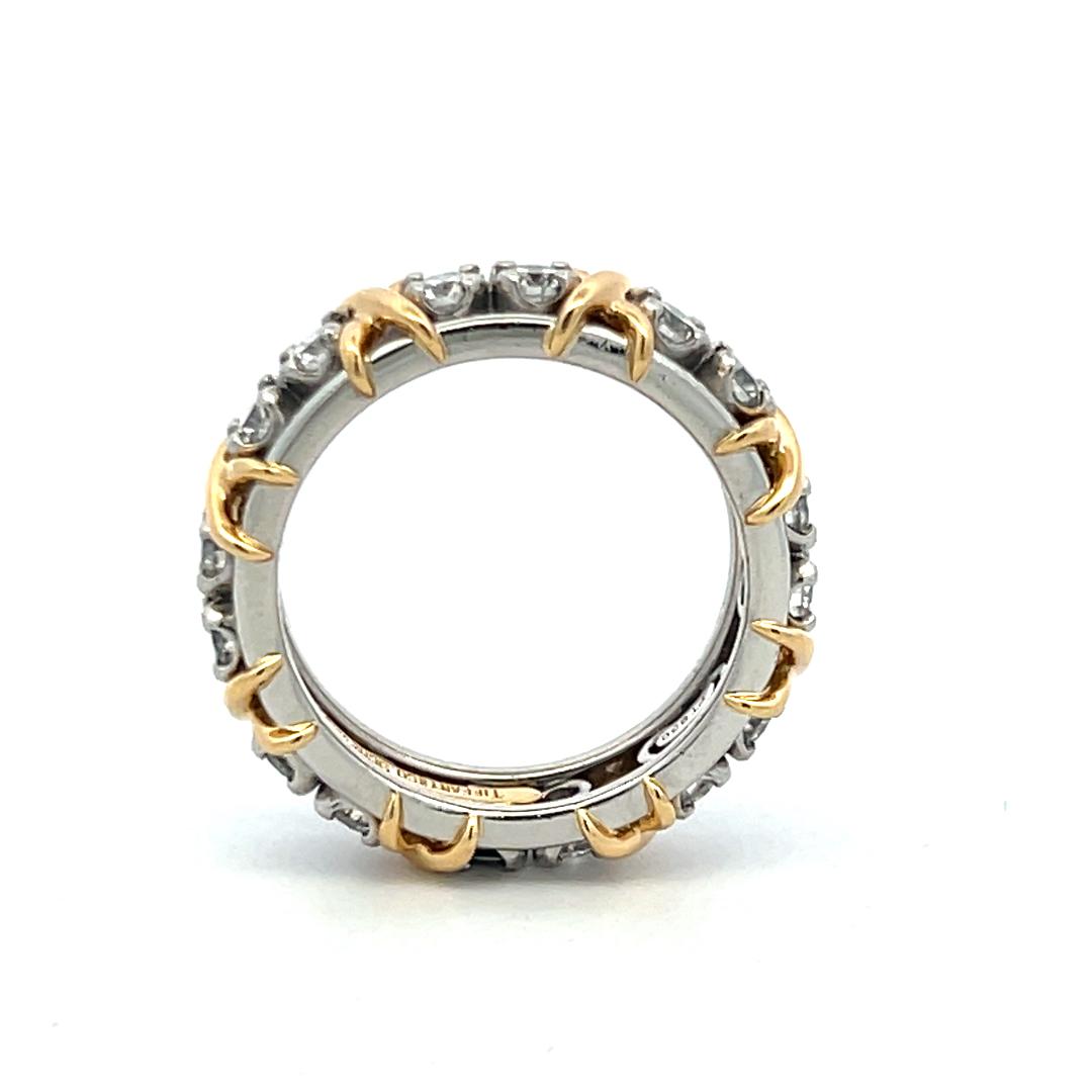 Tiffany & Co 1.18 Carat Round Brilliant Diamond 18K Two Tone Gold/Plat Band Ring