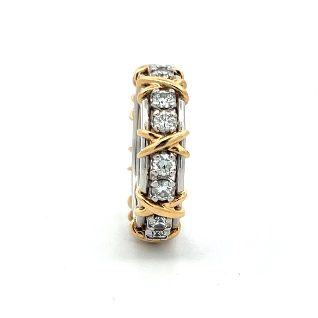 Tiffany & Co 1.18 Carat Round Brilliant Diamond 18K Two Tone Gold/Plat Band Ring