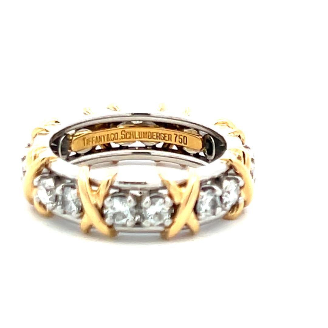 Tiffany & Co 1.18 Carat Round Brilliant Diamond 18K Two Tone Gold/Plat Band Ring
