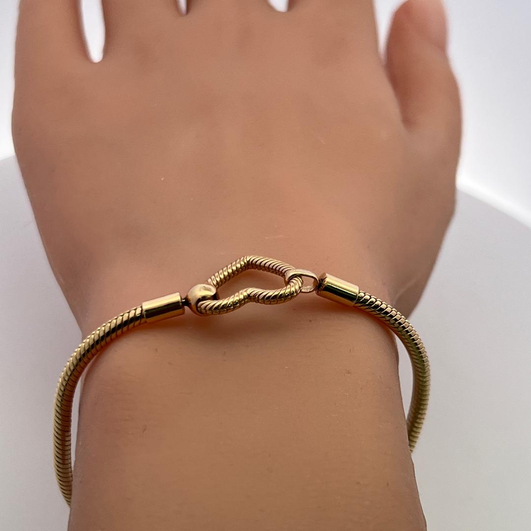 Pandora Vintage 14K Yellow Gold Heart Chain Bracelet 19.5g