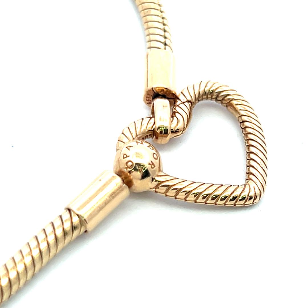 Pandora Vintage 14K Yellow Gold Heart Chain Bracelet 19.5g