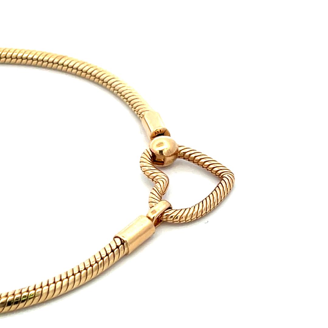 Pandora Vintage 14K Yellow Gold Heart Chain Bracelet 19.5g