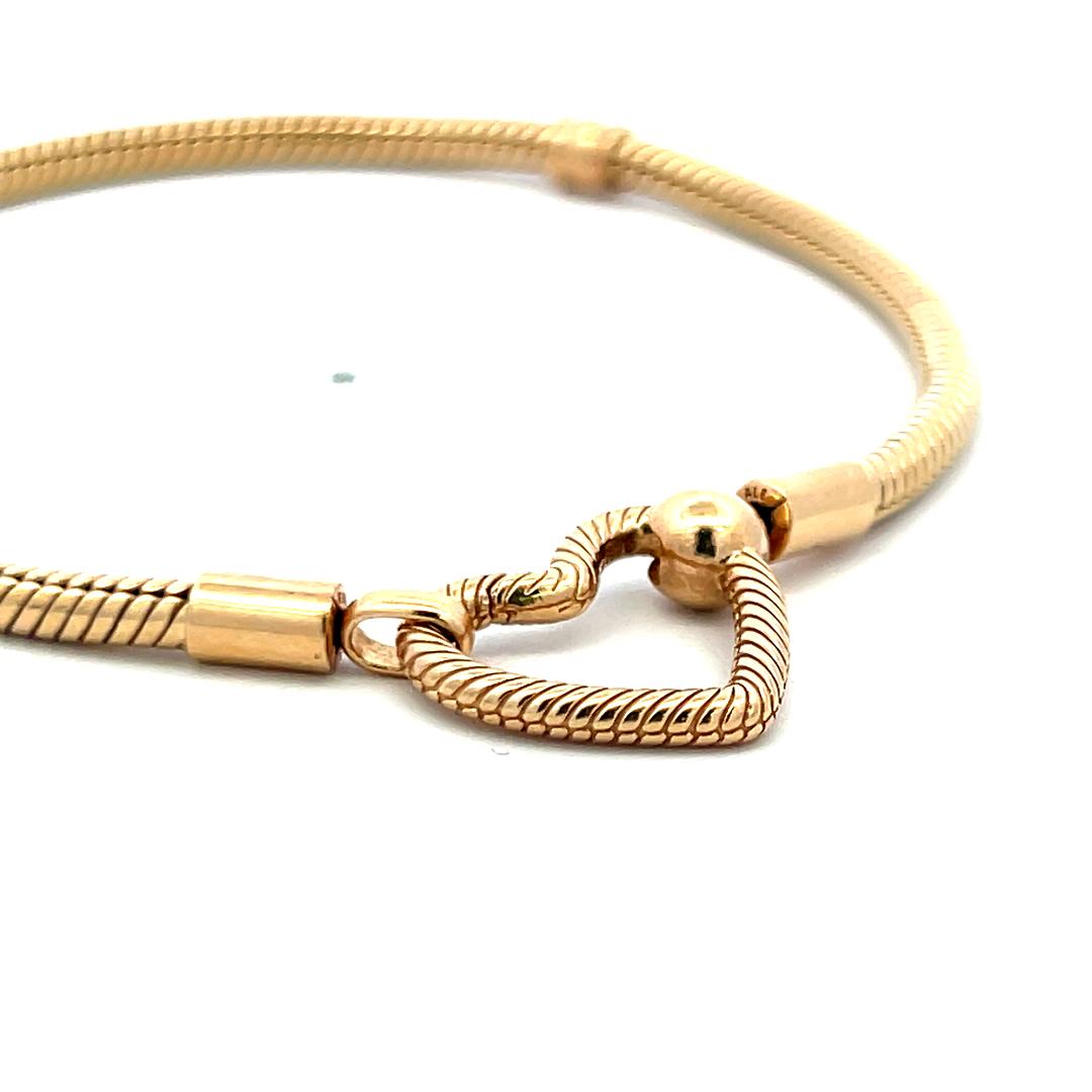 Pandora Vintage 14K Yellow Gold Heart Chain Bracelet 19.5g