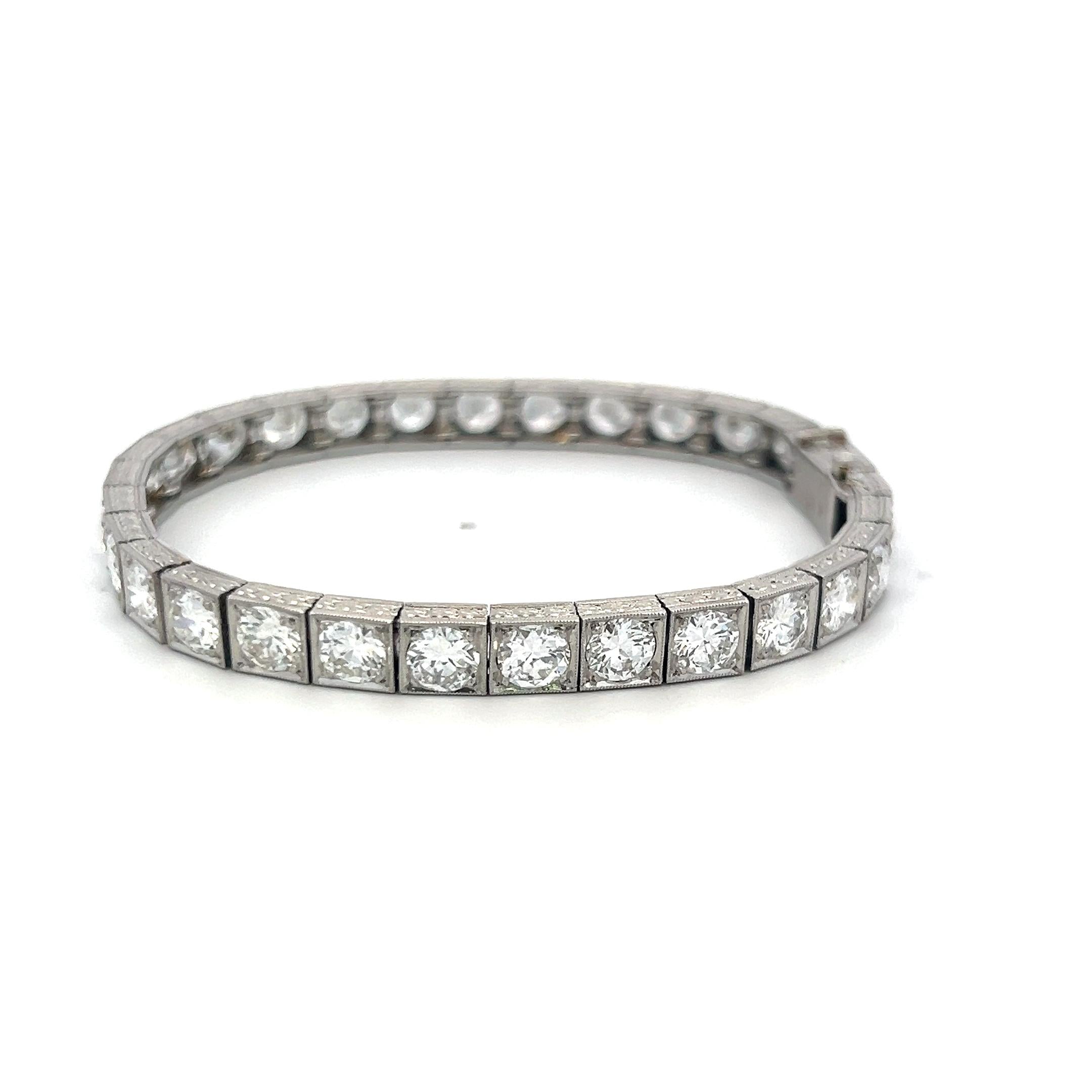 Tiffany & Co. 15.00ct Old European Cut D VS1 Diamond Platinum Tennis Bracelet