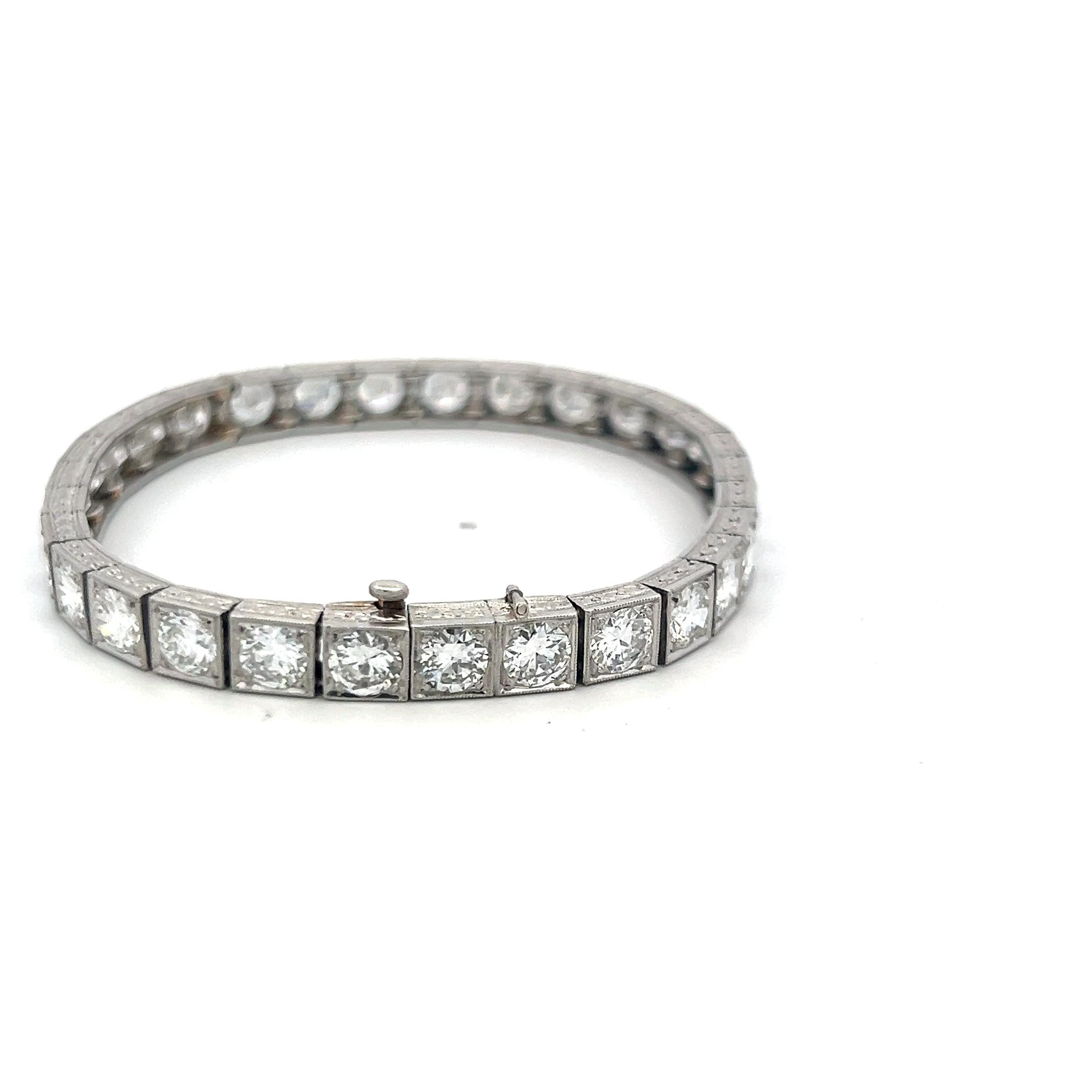 Tiffany & Co. 15.00ct Old European Cut D VS1 Diamond Platinum Tennis Bracelet