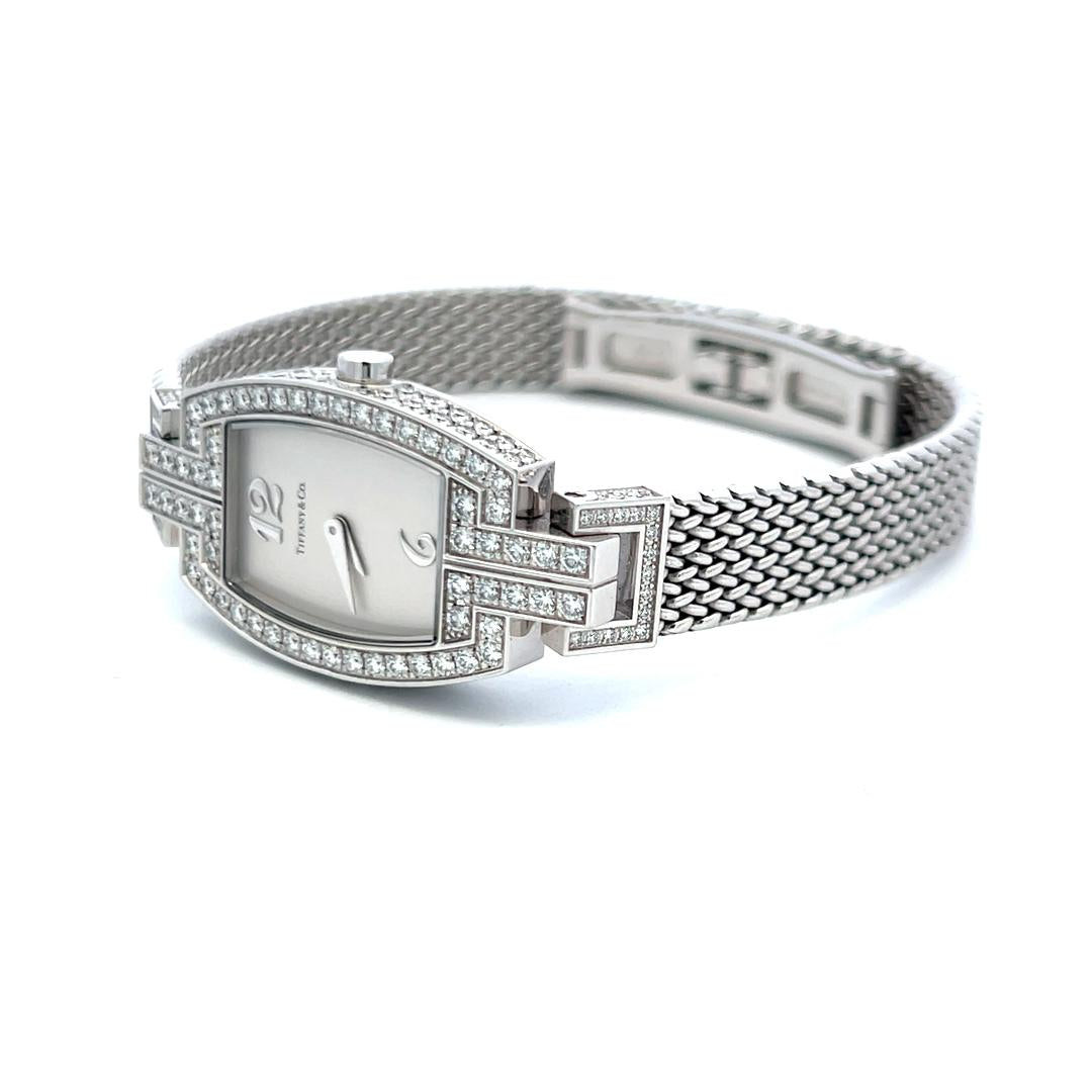 Tiffany & Co 2.00 Carat Round Brilliant Diamond 18K White Gold Wrist Watch