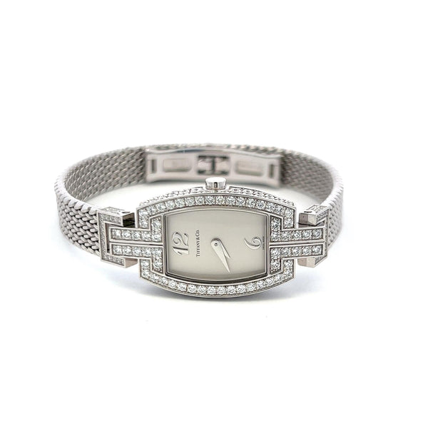 Tiffany & Co 2.00 Carat Round Brilliant Diamond 18K White Gold Wrist Watch