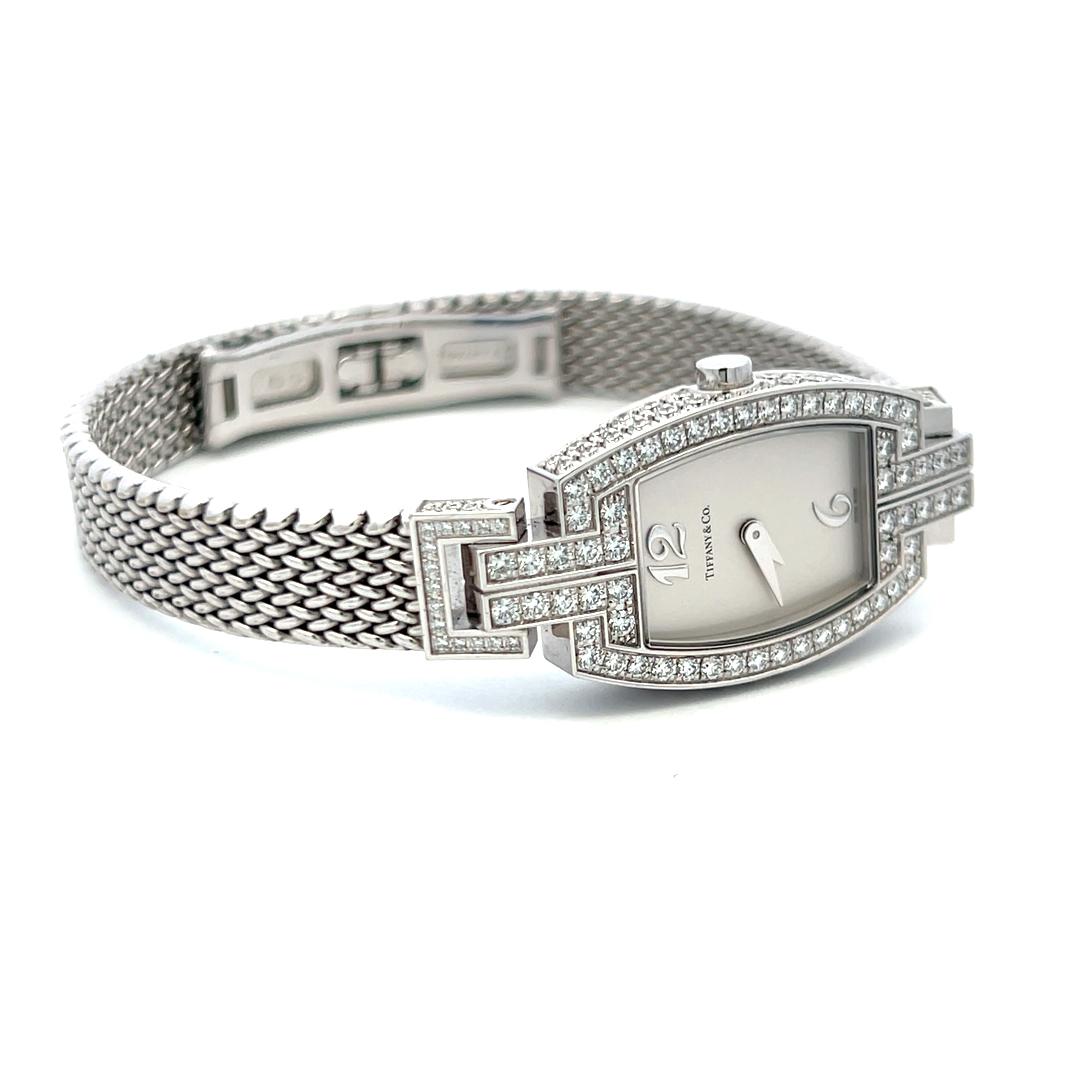 Tiffany & Co 2.00 Carat Round Brilliant Diamond 18K White Gold Wrist Watch