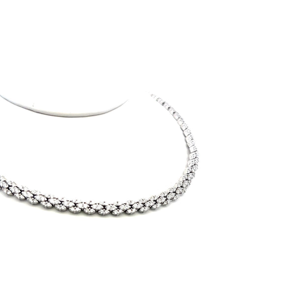 8.00 Carat Round Brilliant G VS Diamond 18 Karat White Gold Cluster Necklace