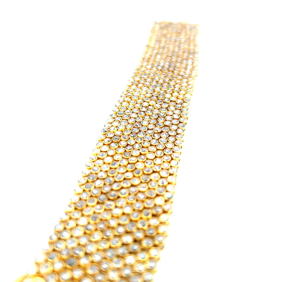 Vintage 22K Yellow Gold Link Bracelet with 34.08 Carat Rose Cut M-I1 Diamonds