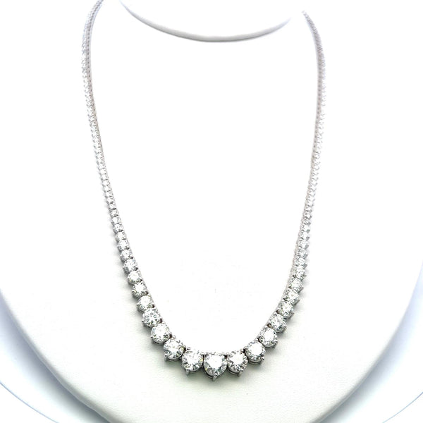 16.50 Carat Round Brilliant Diamond 18 Karat White Gold Riviera Necklace