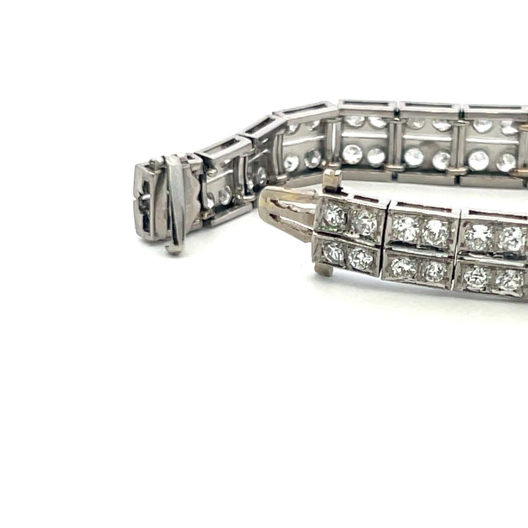 Platinum Art-Deco Bracelet with 4.70ct Diamonds & Sapphire Accents