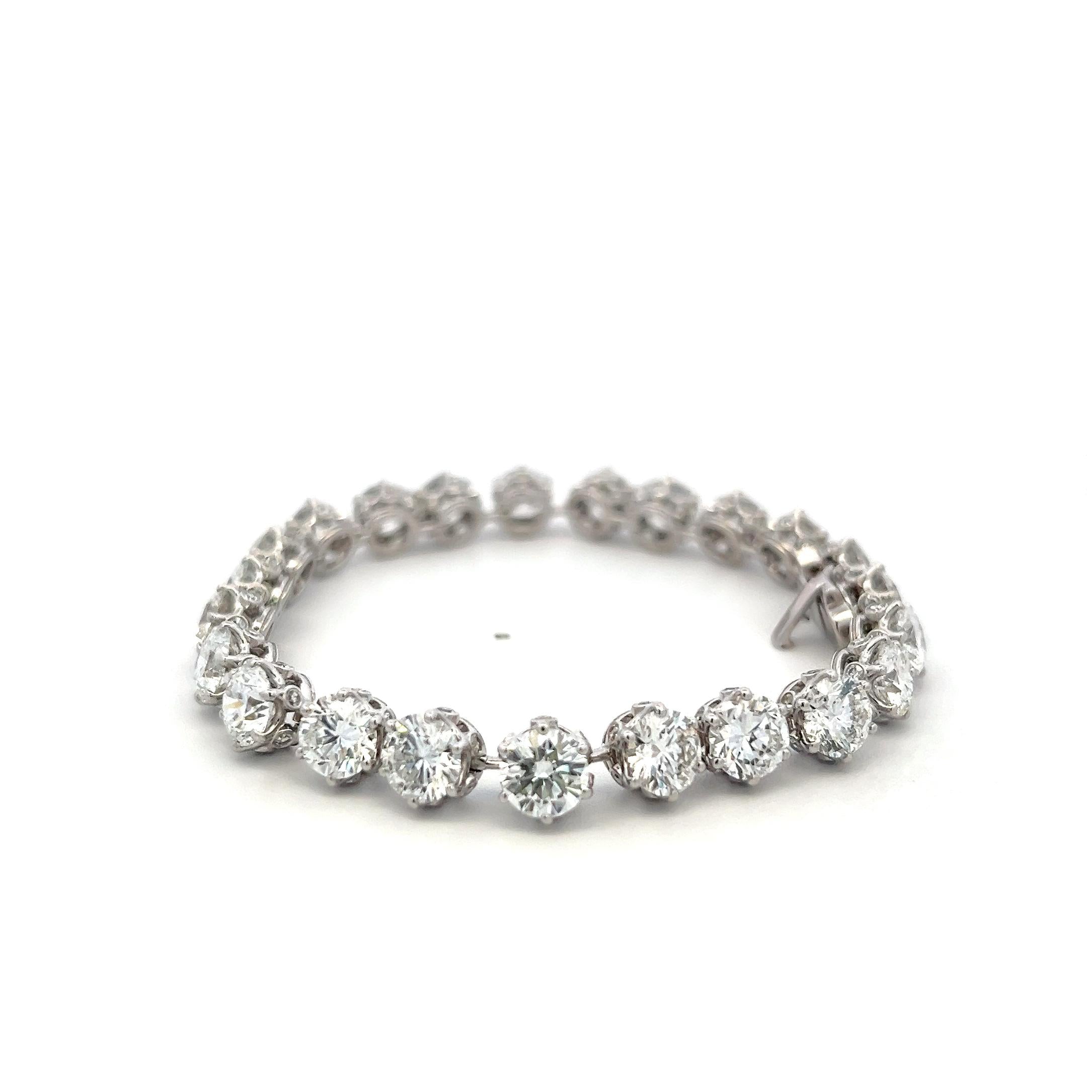 Platinum Tennis Bracelet with 5.17 Carat Round Brilliant Diamonds 30.7 Grams GIA
