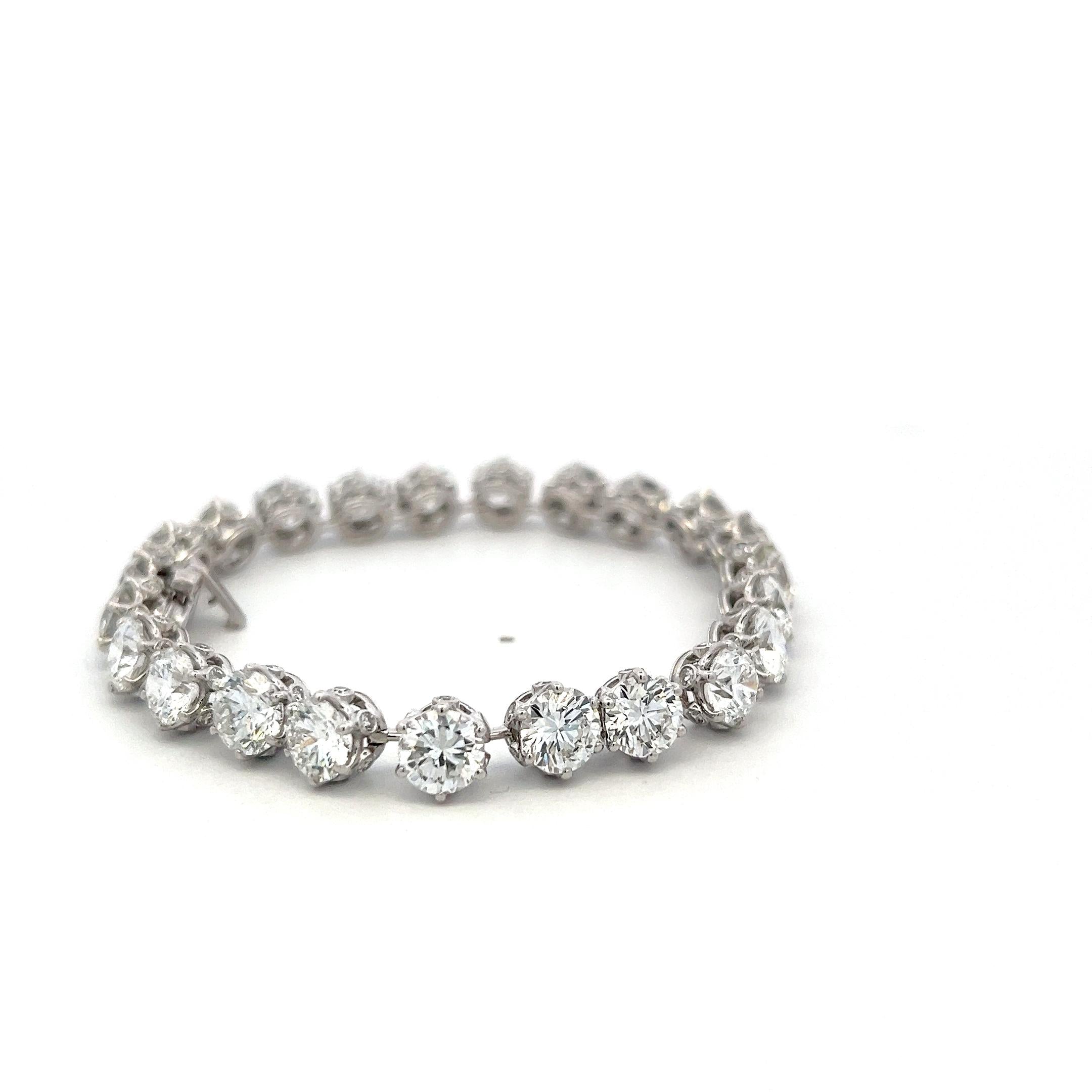 Platinum Tennis Bracelet with 5.17 Carat Round Brilliant Diamonds 30.7 Grams GIA