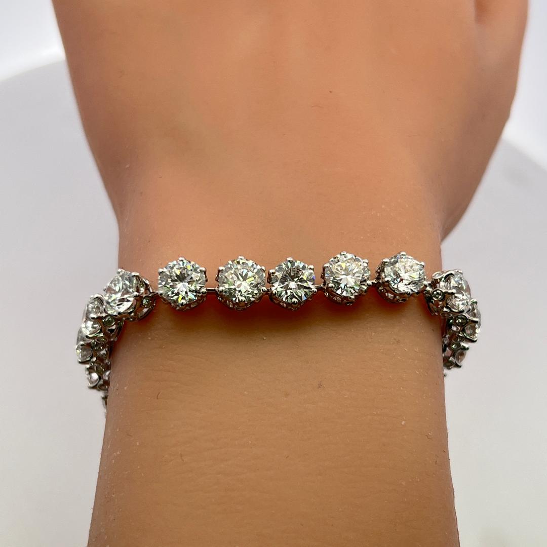 Platinum Tennis Bracelet with 5.17 Carat Round Brilliant Diamonds 30.7 Grams GIA