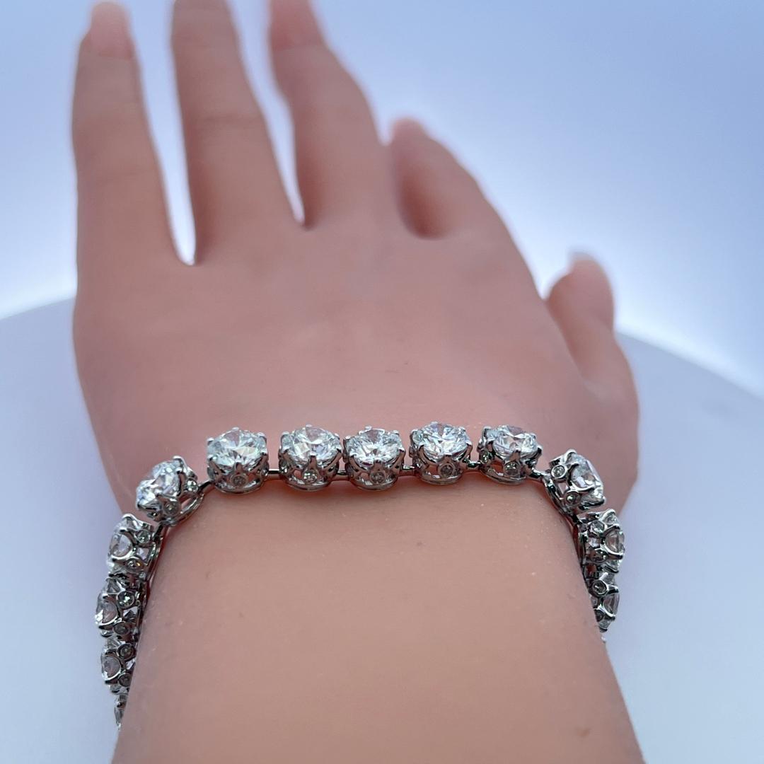 Platinum Tennis Bracelet with 5.17 Carat Round Brilliant Diamonds 30.7 Grams GIA