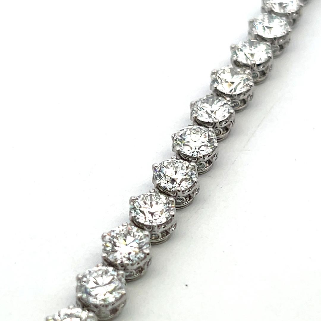 Platinum Tennis Bracelet with 5.17 Carat Round Brilliant Diamonds 30.7 Grams GIA