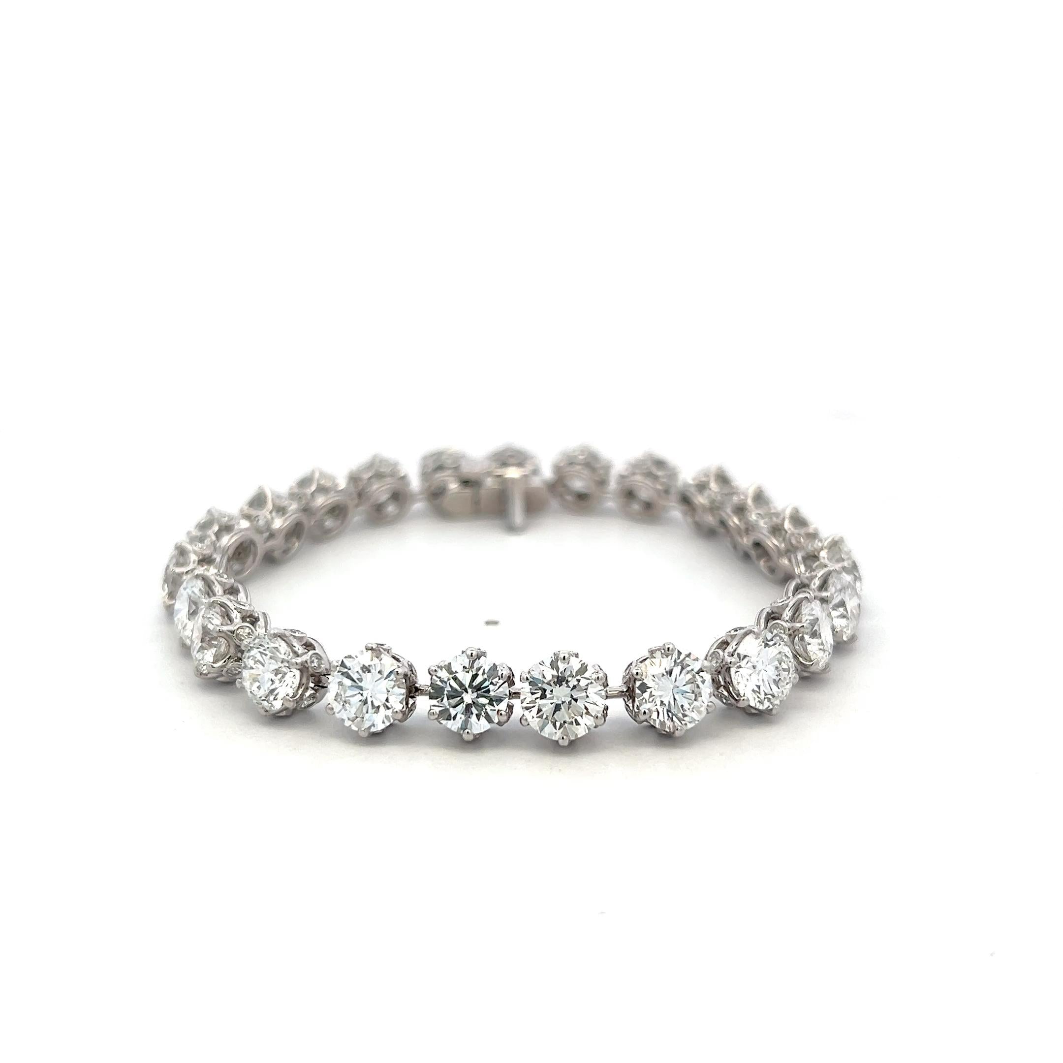 Platinum Tennis Bracelet with 5.17 Carat Round Brilliant Diamonds 30.7 Grams GIA