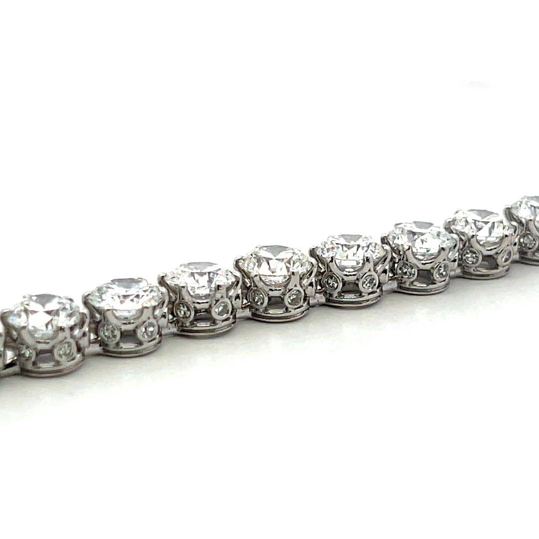 Platinum Tennis Bracelet with 5.17 Carat Round Brilliant Diamonds 30.7 Grams GIA