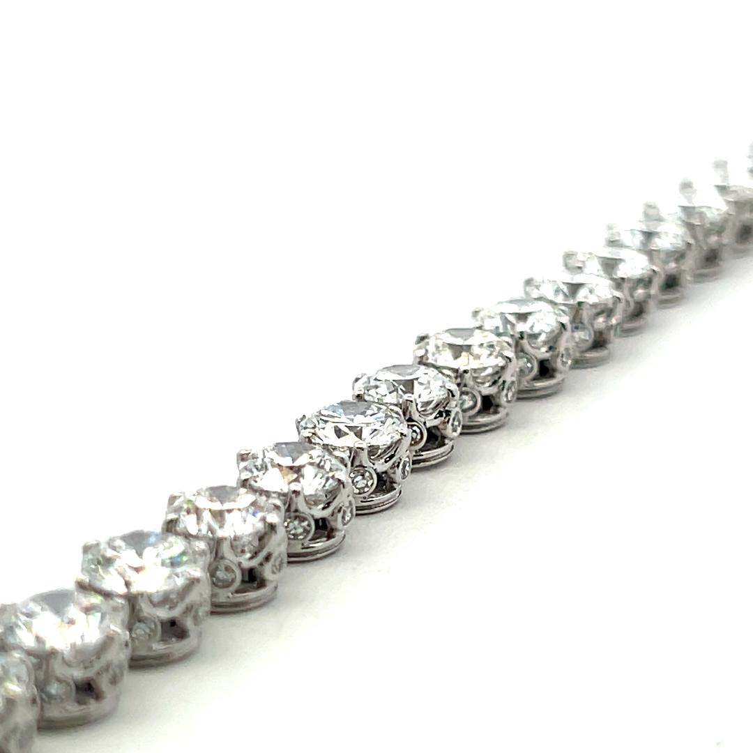 Platinum Tennis Bracelet with 5.17 Carat Round Brilliant Diamonds 30.7 Grams GIA