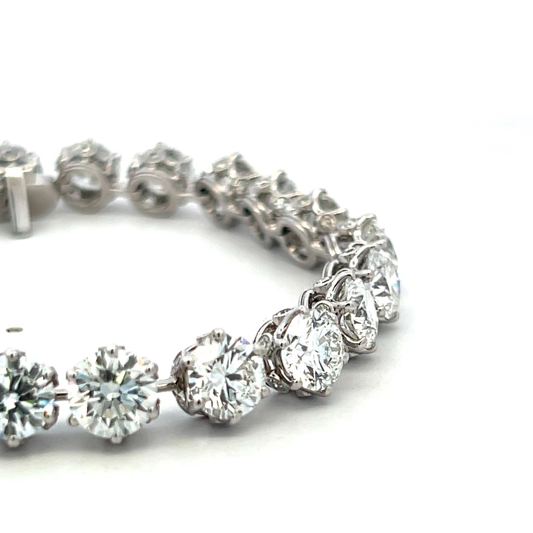 Platinum Tennis Bracelet with 5.17 Carat Round Brilliant Diamonds 30.7 Grams GIA