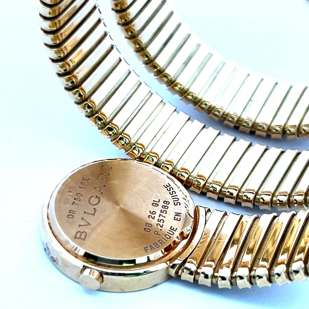 Bvlgari Vintage 93.90 Grams Tubogas 18 Karat Yellow Gold Bracelet Watch