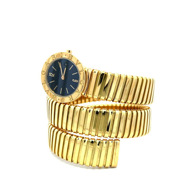 Bvlgari Vintage 93.90 Grams Tubogas 18 Karat Yellow Gold Bracelet Watch