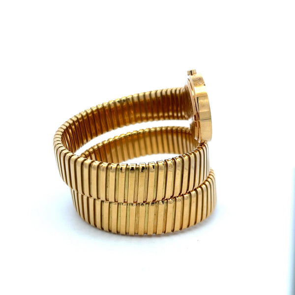 Bvlgari Vintage 93.90 Grams Tubogas 18 Karat Yellow Gold Bracelet Watch