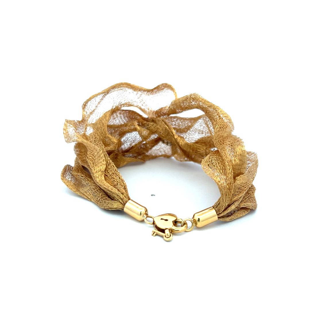 Vintage 18 Karat Yellow Gold Mesh Necklace & Bracelet Set 37.1 Grams 7 Inches