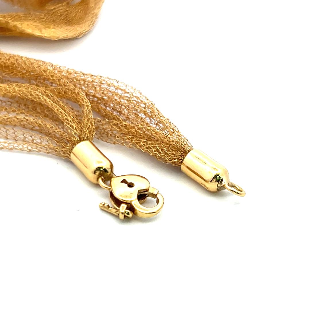 Vintage 18 Karat Yellow Gold Mesh Necklace & Bracelet Set 37.1 Grams 7 Inches