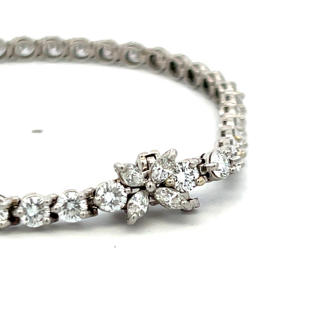 Tiffany & Co 6.59 Carat Round and Marquis Shape Diamond Platinum Tennis Bracelet