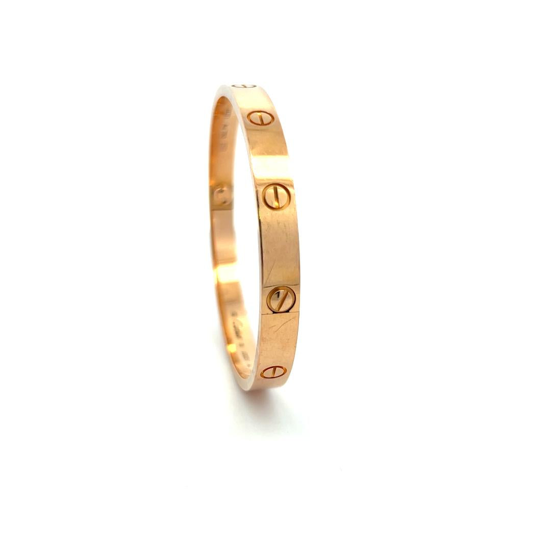 Cartier 18 Karat Rose Gold Love Bracelet Size 18 With Box and Certificate