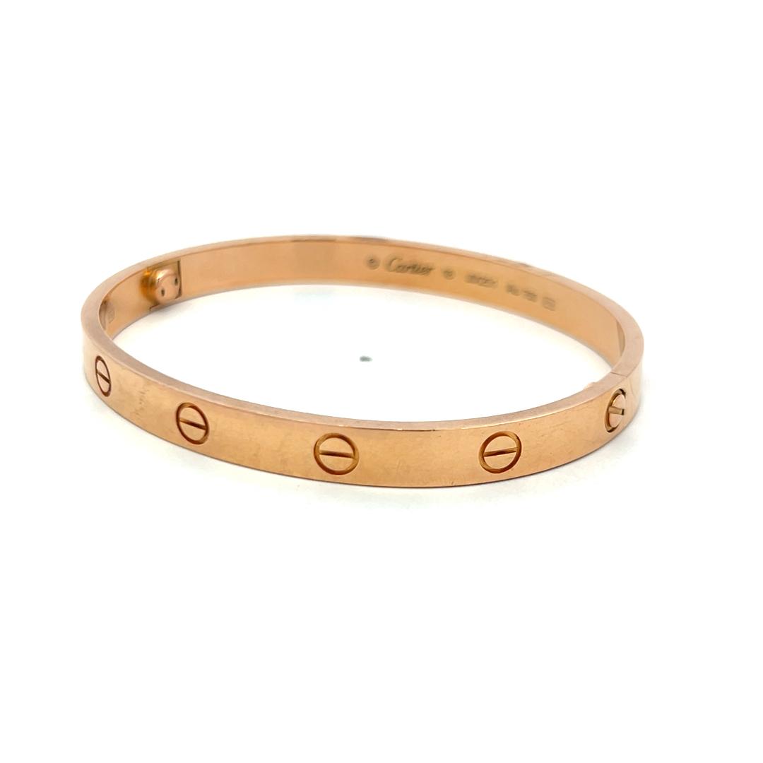 Cartier 18 Karat Rose Gold Love Bracelet Size 18 With Box and Certificate