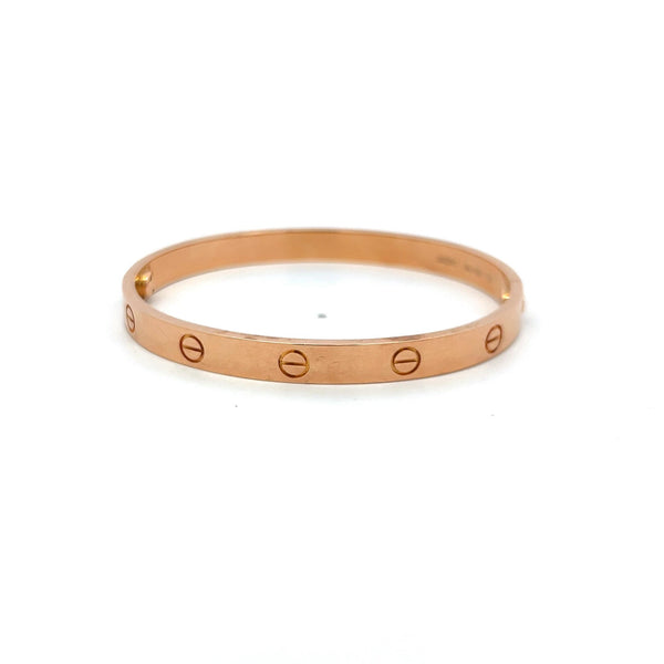 Cartier 18 Karat Rose Gold Love Bracelet Size 18 With Box and Certificate