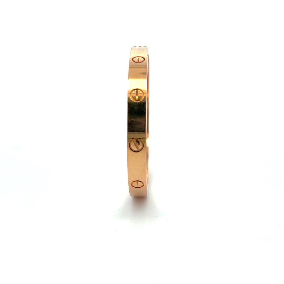 Cartier 18 Karat Rose Gold Love Bracelet Size 18 With Box and Certificate