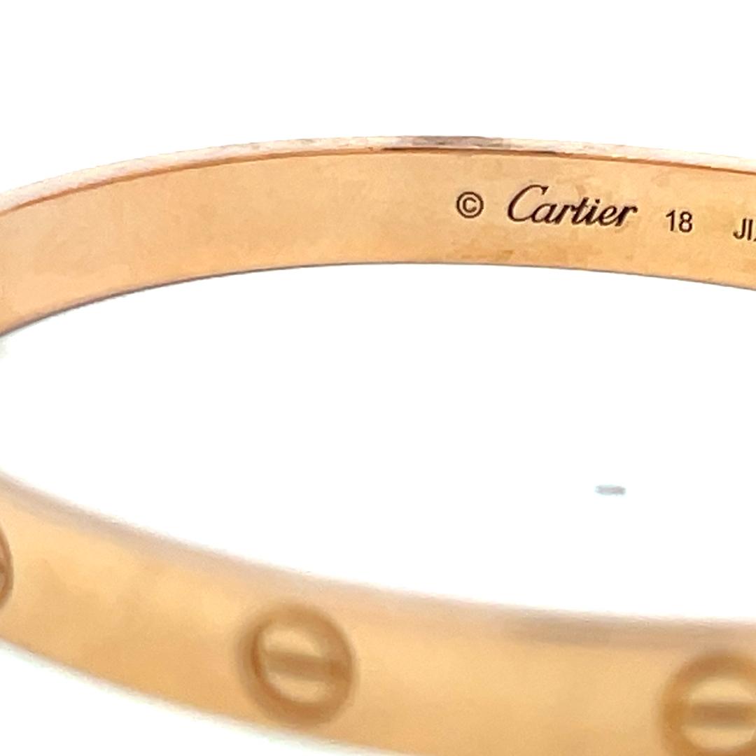 Cartier 18 Karat Rose Gold Love Bracelet Size 18 With Box and Certificate