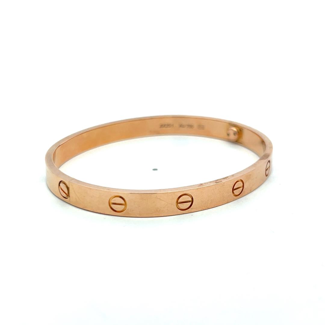 Cartier 18 Karat Rose Gold Love Bracelet Size 18 With Box and Certificate