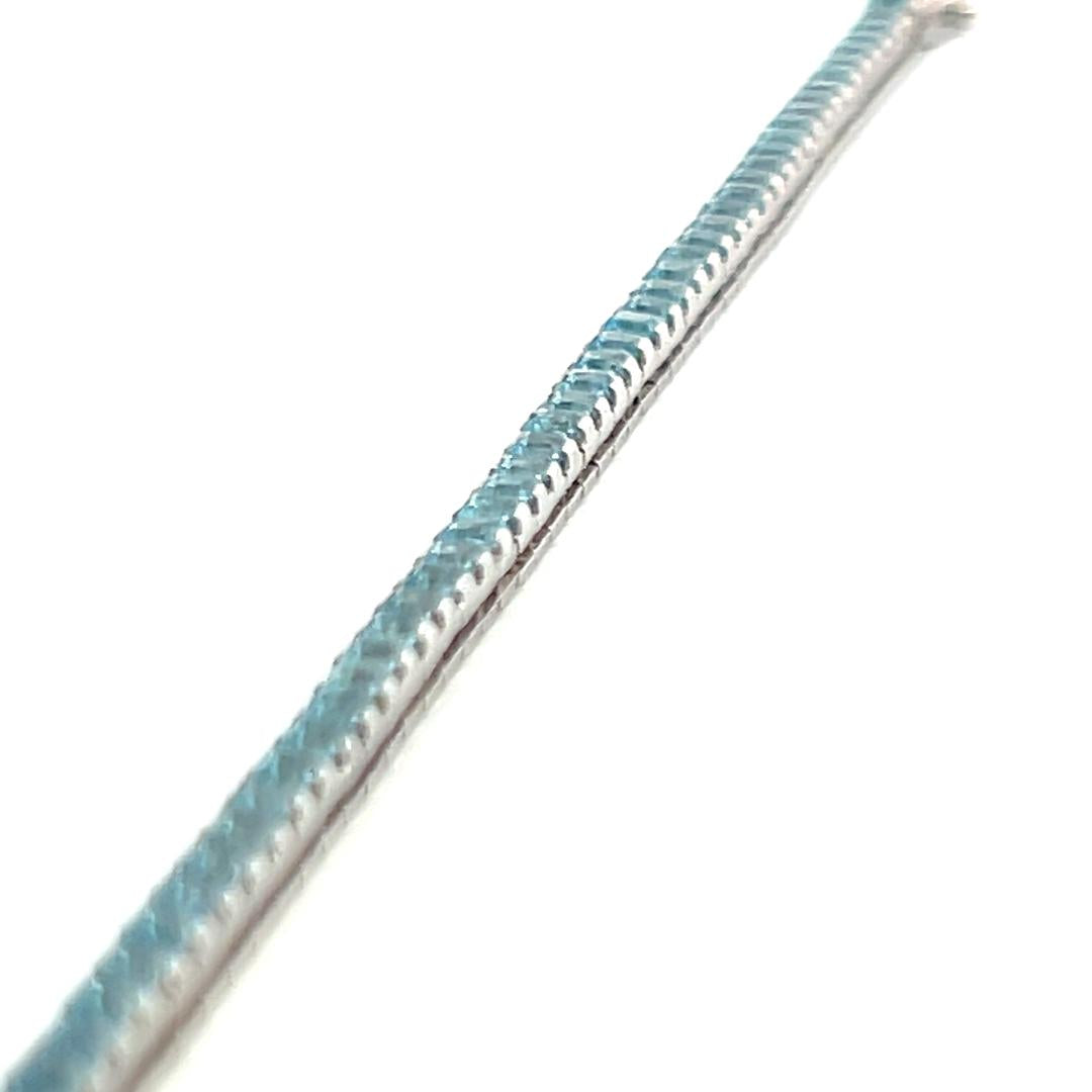 Vintage 14K White Gold Tennis Bracelet with 8 Carat Princess Cut Aquamarine