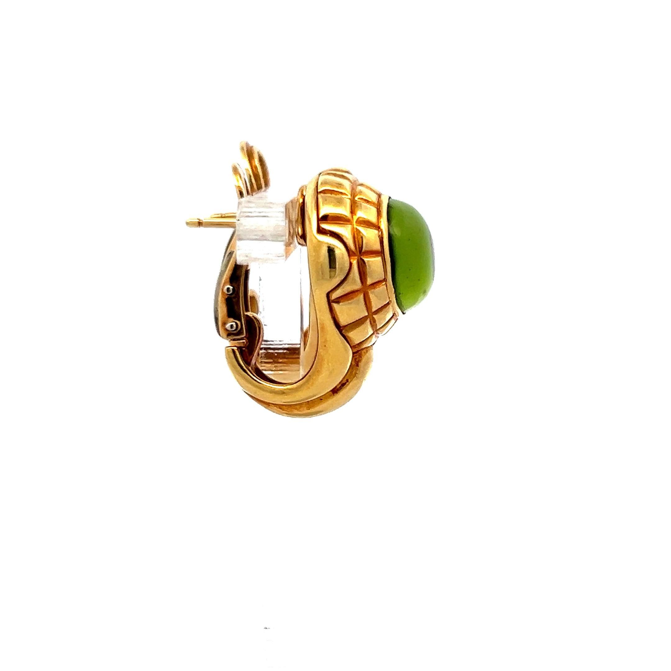 9-10.06 MM Peridot 19.20 Grams 18 Karat Yellow Gold Clip On Earrings