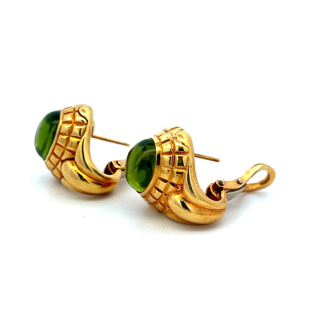 9-10.06 MM Peridot 19.20 Grams 18 Karat Yellow Gold Clip On Earrings