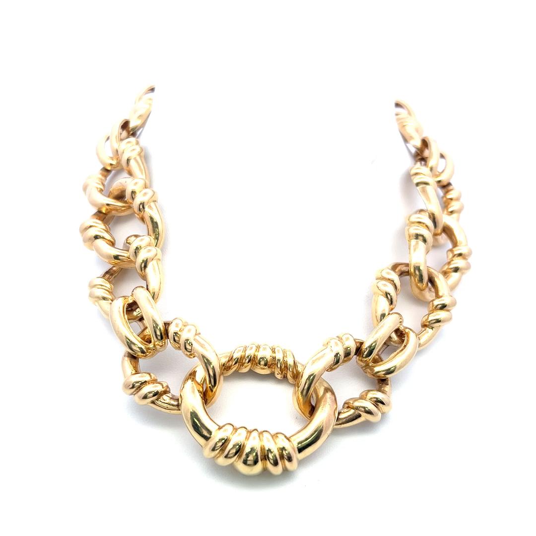 David Webb Vintage 18K Yellow Gold Chain Necklace and Bracelet Set 318.1 Grams
