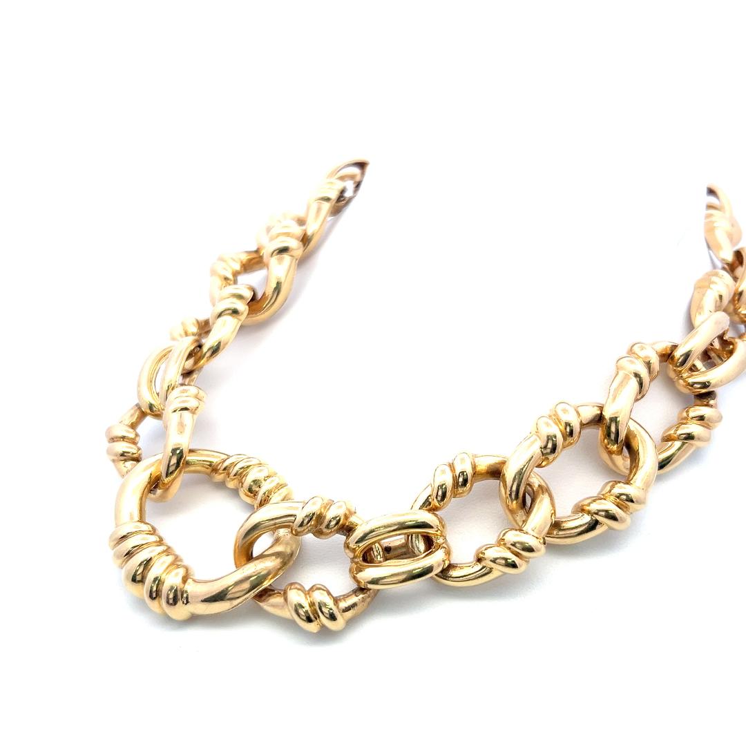 David Webb Vintage 18K Yellow Gold Chain Necklace and Bracelet Set 318.1 Grams