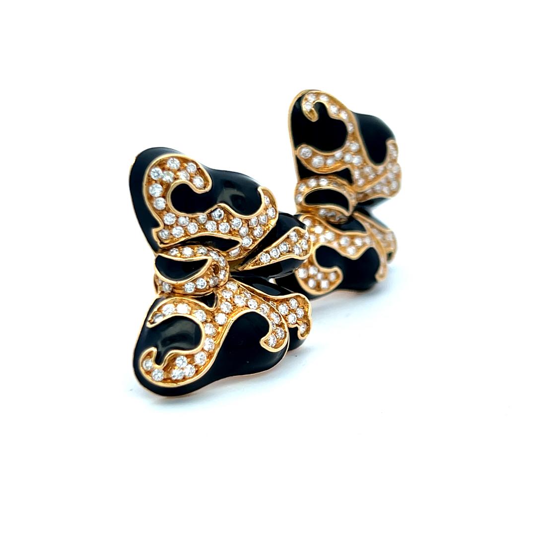 3.00 Carat Round Brilliant G VS Diamond 18 Karat Yellow Gold Butterfly Earrings