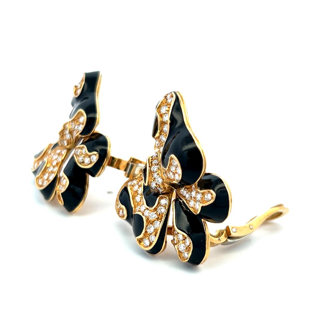 3.00 Carat Round Brilliant G VS Diamond 18 Karat Yellow Gold Butterfly Earrings