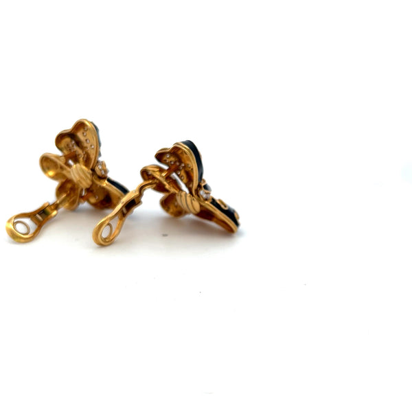 3.00 Carat Round Brilliant G VS Diamond 18 Karat Yellow Gold Butterfly Earrings