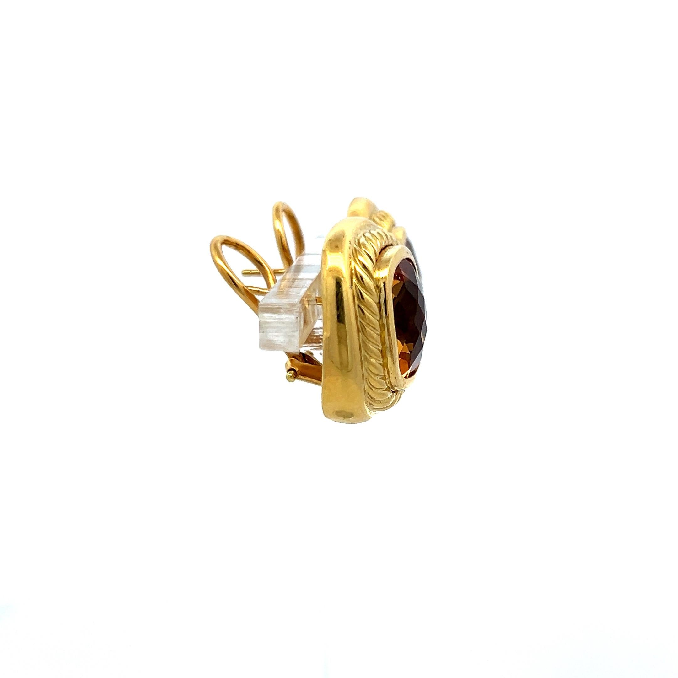 David Yurman 11-9.7MM Citrine 18 Karat Yellow Gold Clip On Earrings