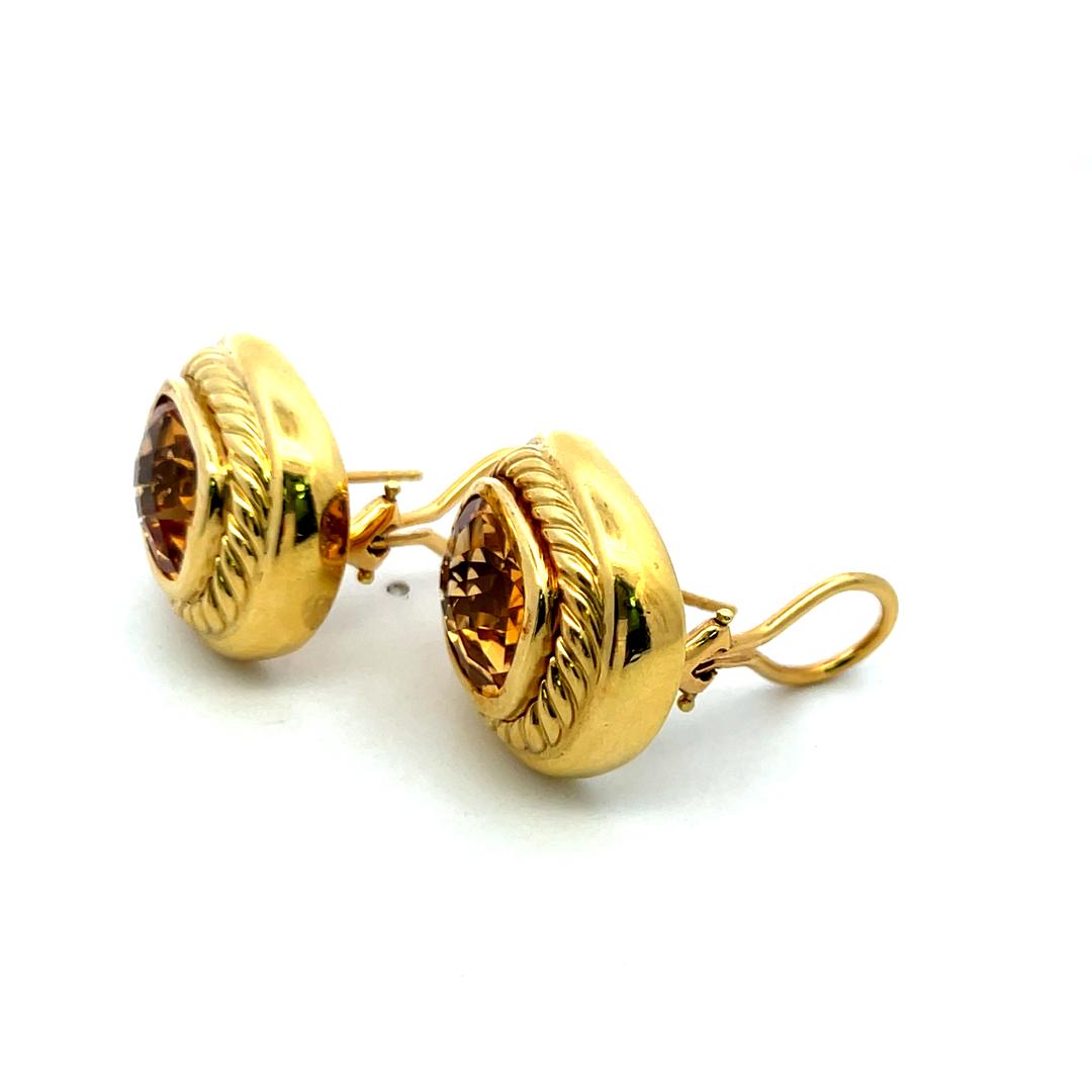 David Yurman 11-9.7MM Citrine 18 Karat Yellow Gold Clip On Earrings