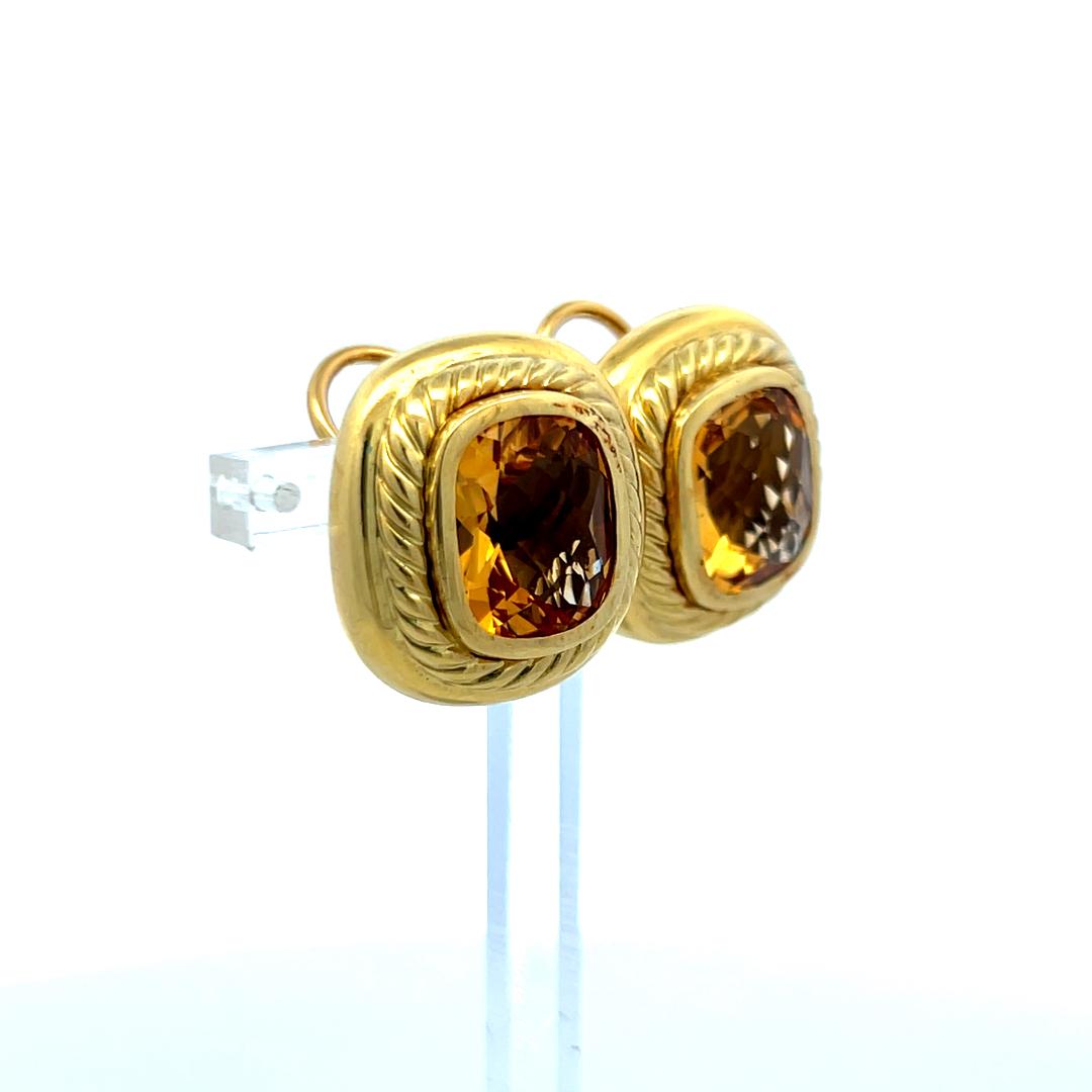 David Yurman 11-9.7MM Citrine 18 Karat Yellow Gold Clip On Earrings